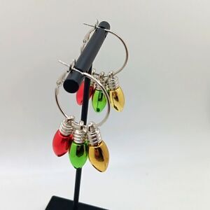 New Christmas Bulb Ornament Hoop Earrings New